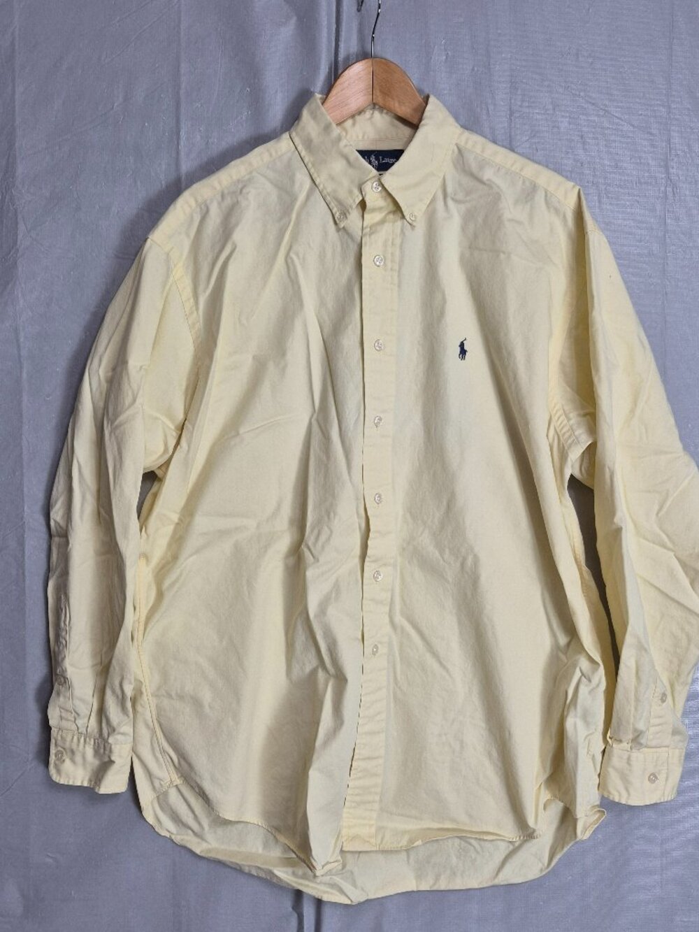 Polo Ralph Lauren Button Down Shirt Mens Large Yellow Solid Blake 100% Cotton